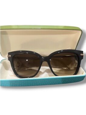 Jimmy Choo Women’s Authentic Olive Green Gold Sides Sunglasses + Kate Spade Case